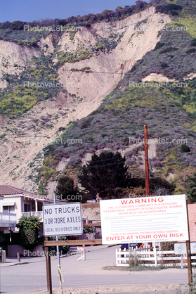 Signage, Landslide, La Conchita Geologic Hazard Area, Mud Slide, Ventura County, California