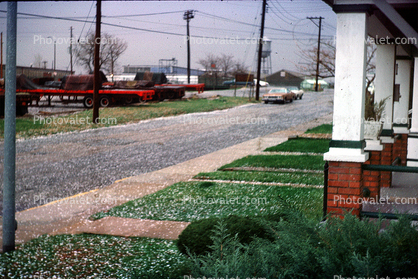 Large Hail, street, lawn, sidewalk