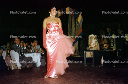 Fancy Dress, stage, Woman, Burlesque, Female, Gal, Costume, Dress, Lady, Women, Dinner, Carribean, 1950s