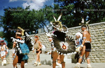 American Indian, native American, warbonnet, feathers, ethnic costume, August 1959, 1950s
