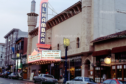 Polk Street, Alhambra Theatre, marquee, building