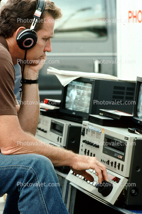 Betacam Recorder and playback deck, headphones, electronic equipment, Loma Prieta Earthquake (1989), 1980s