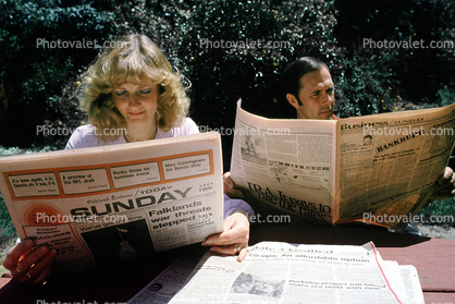 Sunday Morning Paper, Sunny day, backyard