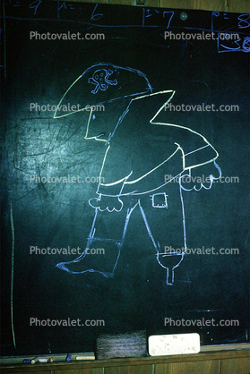 Chalkboard drawing of a Man, abstract, Eraser