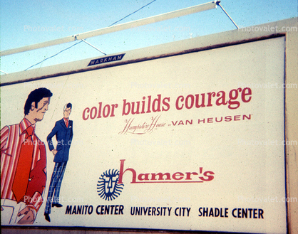 color builds courage, Van Heusen, Maito Center, Shadle Center, November 1969