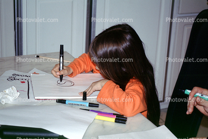 Girl, Drawing, Pen