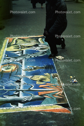 Chalk Painting, Sidewalk Artist, Paris, France