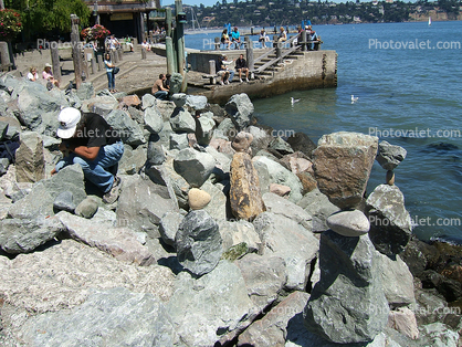 Rocks, stones, mounds, Piles, Stack, Nature, Balance, Waterfront, Sausalito, Cairn