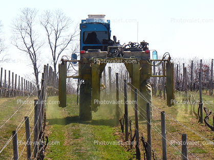 applying chemicals, Over-the-Row Tractor, Long Island Wine Country