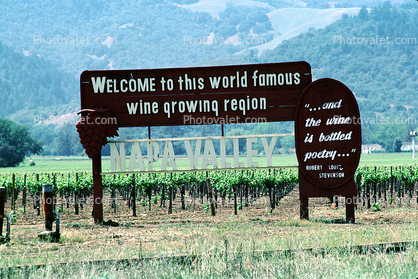 Welcome to this world famous wine growing region, . . . and the wine is bottled poetry, Napa Valley