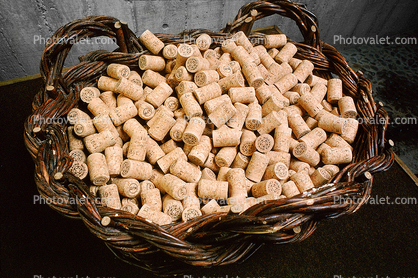 corks, basket, texture, background, wine bottling plant