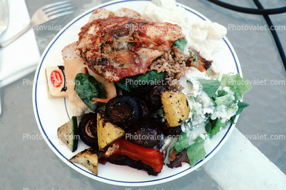 Full Plate, Roasted Vegetables, Salad