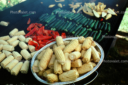 Corn, Bowl, Roasting Vegetables, BBQ, Barbecue, Chili Peppers, Zucchini, Bowl