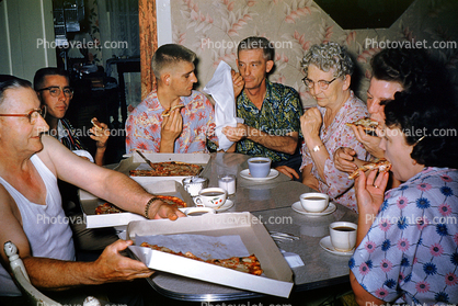 Pizza, Eating, 1950s