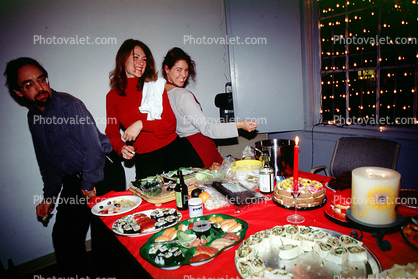 Christmas Party, Woman, Carving, Sushi, WKPI Studios, Beer, Candles, Potrero Hill