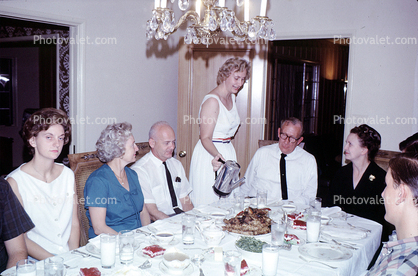 Dinner Party, Table Setting, women, men, 1960s