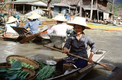 Thailand Floating Markets, boats, women, river, water