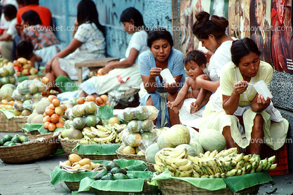 Open Air Market, Women Eating, Vegetables, Fruit