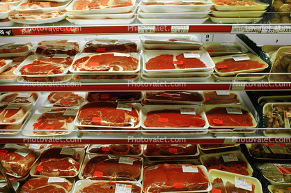Wrapped, Packaging, Racks, Meat Aisle, Grocery Aisle, Supermarket, Supermarket Aisles