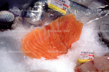 frozen salmon, fish, Farmers Market