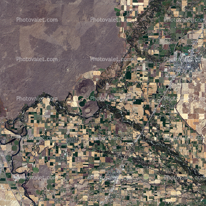 Menan Buttes, Snake River Plain, Idaho, patchwork, checkerboard patterns, farmfields