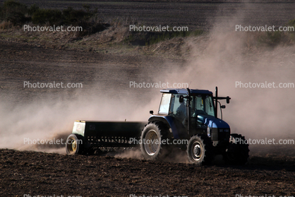 Tractor, plowing, tilling, dust, dusty