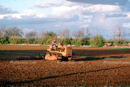Tractor pulling a Rotary Disk Till, Cultivator, Plowing, Tilling, Tractor, Rototill, Rotary-Till, Dirt, soil
