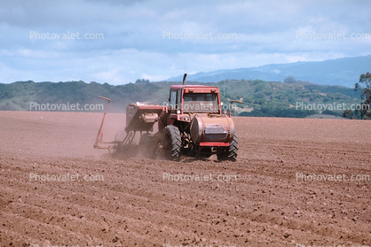 Plowed Field, Tractor, Fertilizer, Pesticide, Coastal Santa Cruz County, California, Dirt, soil