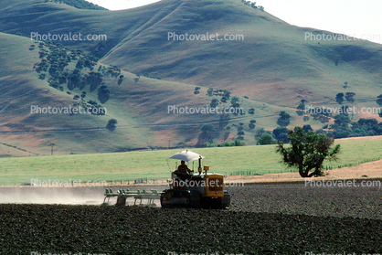 Tractor, Plow, Plowing, Fields, hills