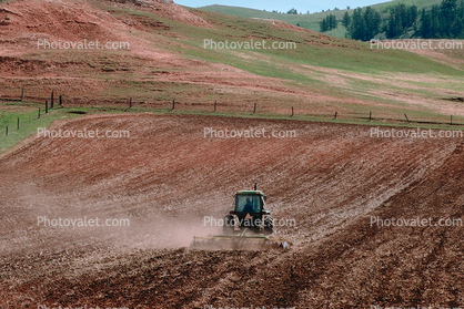 Tractor and Plow, Plowing, Fields, Dirt, soil