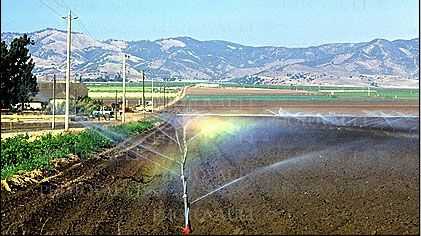Water Sprinkler, rainbow, hills, Dirt, soil, irrigation