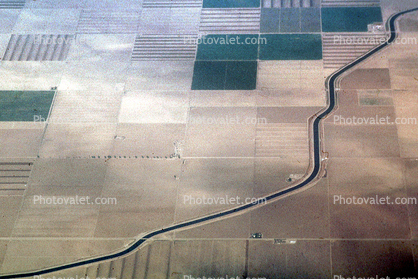 Aqueduct, canal, patchwork, checkerboard patterns, farmfields