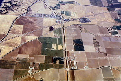 Santa Nella, Interstate Highway I-5, Henry Miller Road, Aqueduct, Central Valley, California, patchwork, checkerboard patterns, farmfields