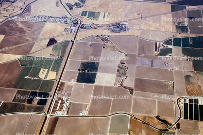 Santa Nella, Interstate Highway I-5, Henry Miller Road, Aqueduct, California, patchwork, checkerboard patterns, farmfields