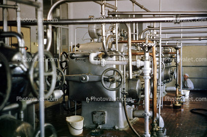 Milk Bottling Plant, Pipes, crank handles, machinery