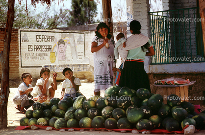 Boys, Girl, eating, Water Melons, Oaxaca, Mexico