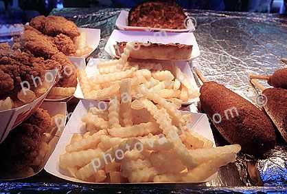 french fries, corn dog, junk food, deep-fried