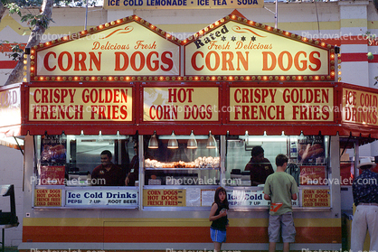 Corn Dogs, Crspy Golden French Fries, junk food, Pleasanton, California, deep-fried