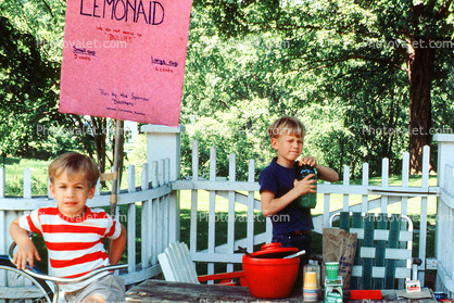 Lemonade Stand, Boys selling drinks, Capitilism, Tricycle, Americana