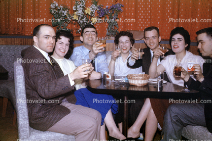 Men Women Drinking, Booze, marlboro cigarets, Party 1950s