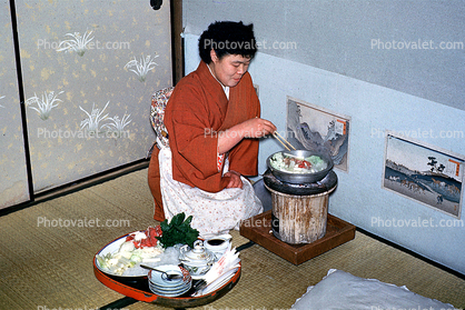 Woman, Chop Sticks, Japanese Food, 1950s
