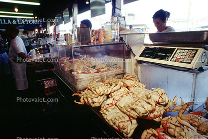 Cooked Dungeness Crabs, steamed, seafood, shellfish, scale, Fishermans Wharf