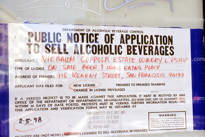 Public Notice of Application to sell Alcoholic Beverages