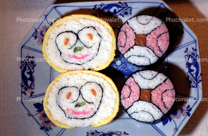Sushi, Maki, Smiling Face, Happy, Smiley, Pareidolia