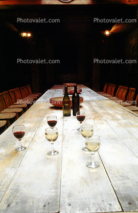 Wine Glasses, Table, Bottles