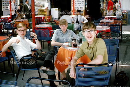 Three-Boys, cafe, sitting, July 1968, 1960s
