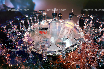 Ice Bowl, empty glasses, Vodka Bottles, cold, ice, Absolut
