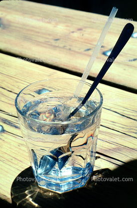Glass of Water, straw, spoon, shadow