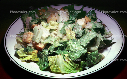 Ceaser Salad, Romaine, Plate, Crouton