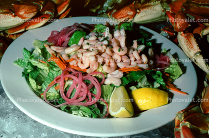 Shrimp Salad, Lemon Wedges, Lettuce